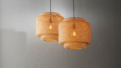 Suspension Clure bambou naturel E27 42W IP20 Ø45cm GoodHome
