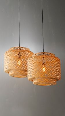 Suspension Clure bambou naturel E27 42W IP20 Ø45cm GoodHome