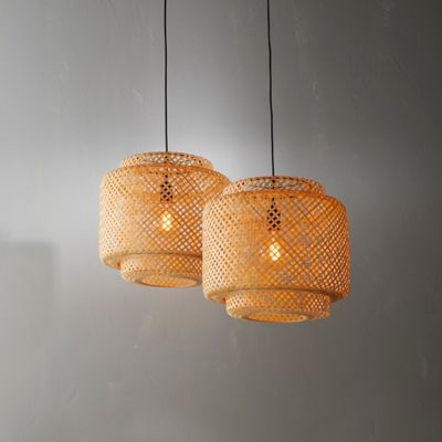 Suspension Clure bambou naturel E27 42W IP20 Ø45cm GoodHome