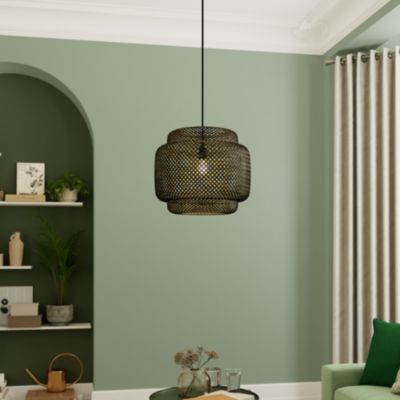 Suspension Clure bambou noir E27 42W IP20 Ø45cm GoodHome