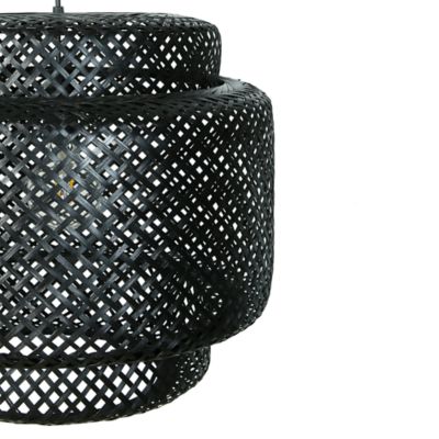 Suspension Clure bambou noir E27 42W IP20 Ø45cm GoodHome