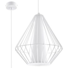 Suspension conique en métal et PVC blanc 28 x 130 cm