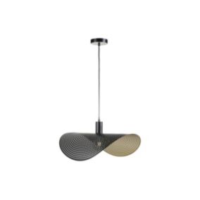 Suspension courbée design en métal - L. 60 x P. 41 cm - Noir et intérieur doré - LUCENA