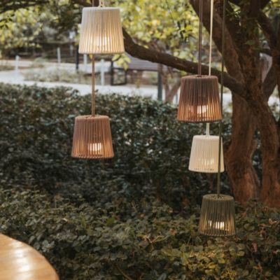 Suspension d'extérieur LED intégrée rechargeable Conta mini beige taupe Ø15cm IP54 E27 900lm 3W Newgarden