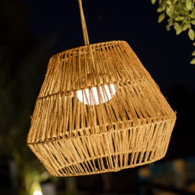 Suspension d'extérieur LED intégrée rechargeable Sisine effet rotin Ø40cm IP54 9W Newgarden