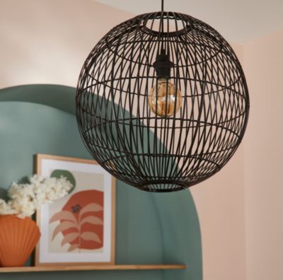 Suspension Dacite GoodHome noir l.48 cm IP20 E27