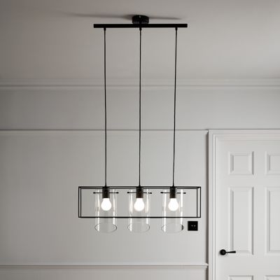 Suspension Daluiz 3 ampoules E27 IP20 noir