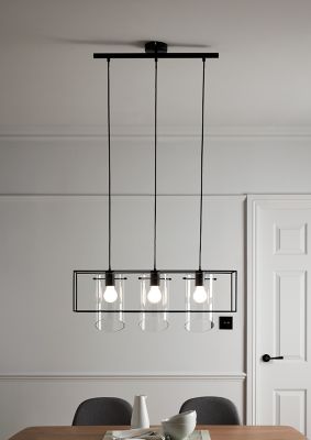Suspension Daluiz 3 ampoules E27 IP20 noir