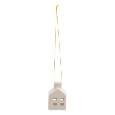 Suspension de noël en céramique maison blanche 6cm Feeric Light & Christmas
