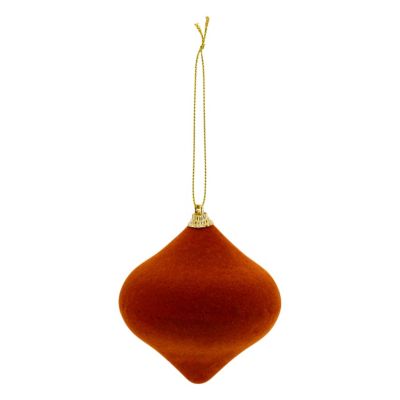 Suspension de noël oignon marron en velour 8cm Feeric Light & Christmas