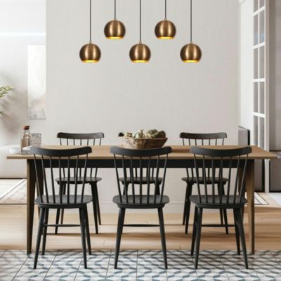 Suspension de table vintage en métal 5 globes SILE