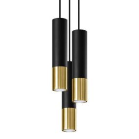 Suspension Design 3 Lampes Noir Or Élégant pour Ampoules GU10 - SILAMP