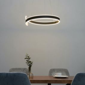 Suspension design anneau spiral noir LED - Brazan