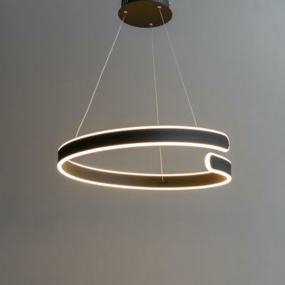 Suspension design anneau spiral noir LED - Brazan