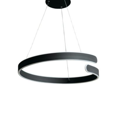 Suspension design anneau spiral noir LED - Brazan
