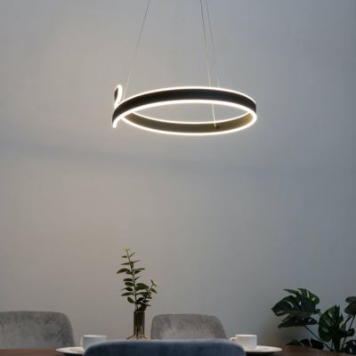 Suspension design anneau spiral noir LED - Brazan