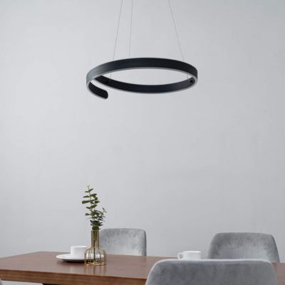 Suspension design anneau spiral noir LED - Brazan