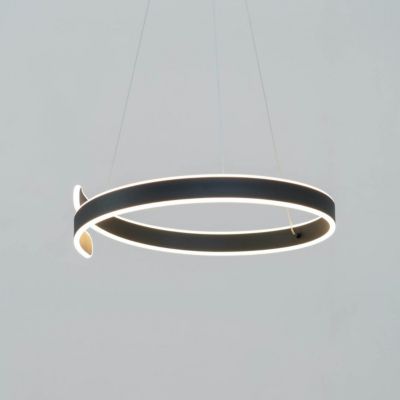 Suspension design anneau spiral noir LED - Brazan