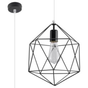 Suspension diamant en métal noir 30 x 132 cm