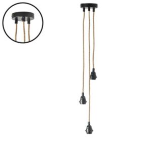 Suspension douille à 3 câbles (200 cm - Noir)