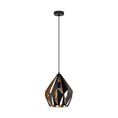 Suspension Dunalux mini Prinia noir et cuivre l.20 x H.110 cm