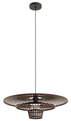 Suspension en bambou 3 niveaux E27 40W marron foncé H.17,6 cm, Eglo Leonminster