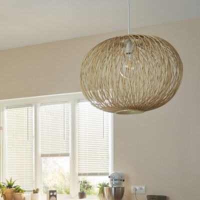 Suspension en bambou E27 42W Ø45,5 x L.45,5 x H.135 cm, Goodhome Albarella