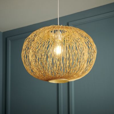 Suspension en bambou E27 42W Ø45,5 x L.45,5 x H.135 cm, Goodhome Albarella