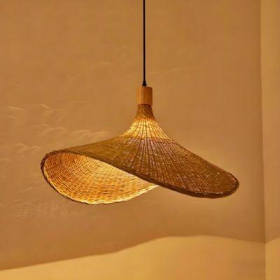Suspension en bambou et rotin, lustre de style bohème, luminaire suspendu pour couloir, restaurant ou maison de campagne, 50 cm