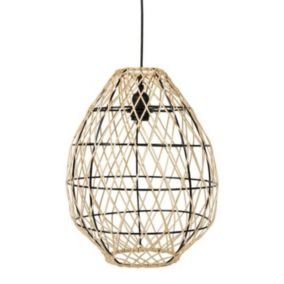 Suspension en bambou Ostaria - Noir - 1 ampoule E27 - OSTARIA - Salon - 32 cm x 42 cm - 1,74 kg