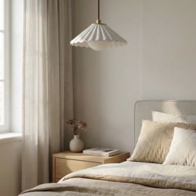 Suspension en céramique crème G9 7W Ø 28 cm Exagone Cannello