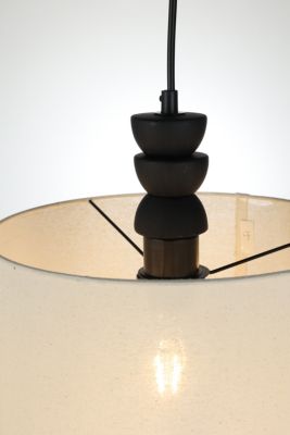 Suspension en céramique et lin E27 40W noir et beige Ø30cm Seynave, Kamil