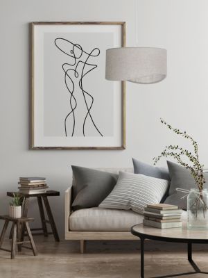 Suspension en lin E27 40W beige Ø38cm Seynave, Balix