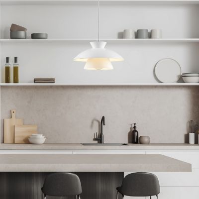 Suspension en métal et verre blanc E27 20W Ø28cm Brilliant, Vedra