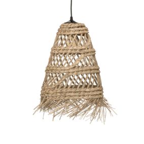 Suspension en roseau à franges (28x49 cm - Beige)