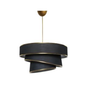 Suspension en tissu et métal à hauteur ajustable  - D. 40 x H. 30/70 cm  - Noir et doré - TAIRON