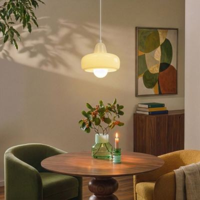 Suspension en verre et métal blanc Ø26 cm E27 25 W Jumell Boli