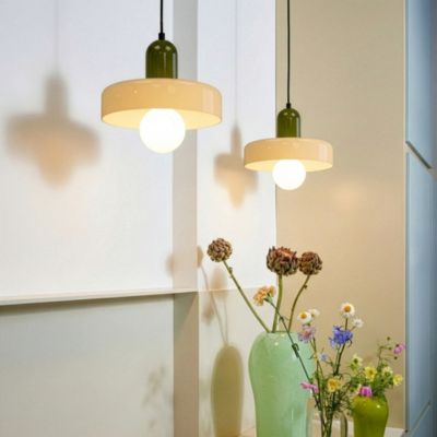 Suspension en verre et métal blanc et vert Ø25 cm E27 25 W Jumell Yori