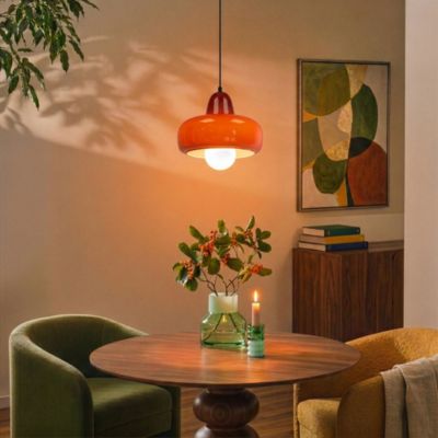 Suspension en verre et métal rouge Ø26 cm E27 25 W Jumell Boli
