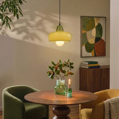 Suspension en verre et métal vert Ø26 cm E27 25 W Jumell Boli