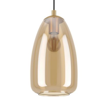 Suspension en verre fumé et laiton brossé E27 40W H.110 x Ø.20cm Eglo, Alobrase