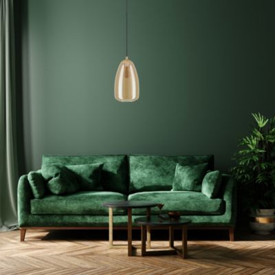 Suspension en verre fumé et laiton brossé E27 40W H.110 x Ø.20cm Eglo, Alobrase