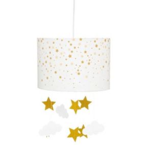 Suspension enfant - blanc & jaune ocre D30 cm - Ocre - Atmosphera createur d'interieur