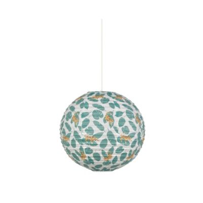 Suspension enfant boule japonaise en papier de riz imprimé tigre E27 60W rose Ø40cm Corep