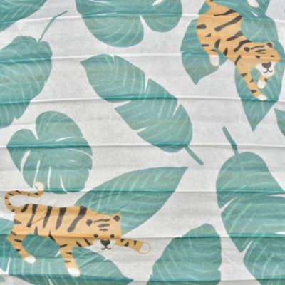 Suspension enfant boule japonaise en papier de riz imprimé tigre E27 60W rose Ø40cm Corep