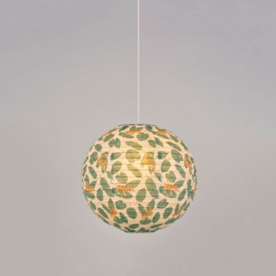 Suspension enfant boule japonaise en papier de riz imprimé tigre E27 60W rose Ø40cm Corep