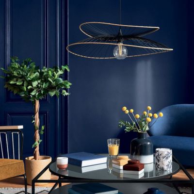 Suspension filaire "Alara" en métal noir Diamètre 70 cm Atmosphera