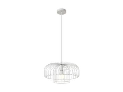 Suspension filaire style design  en métal - D. 40 x  H. 130 cm - Blanc - ANDROMAQUE