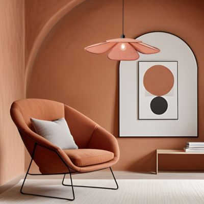 Suspension fleur Capucine tissu terracotta Ø77 x H.120cm E27 20W Brilliant