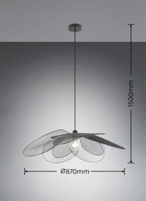 Suspension fleur métal noir IP20 E27 60W Ø87 x H.150 cm Reality Leuchten